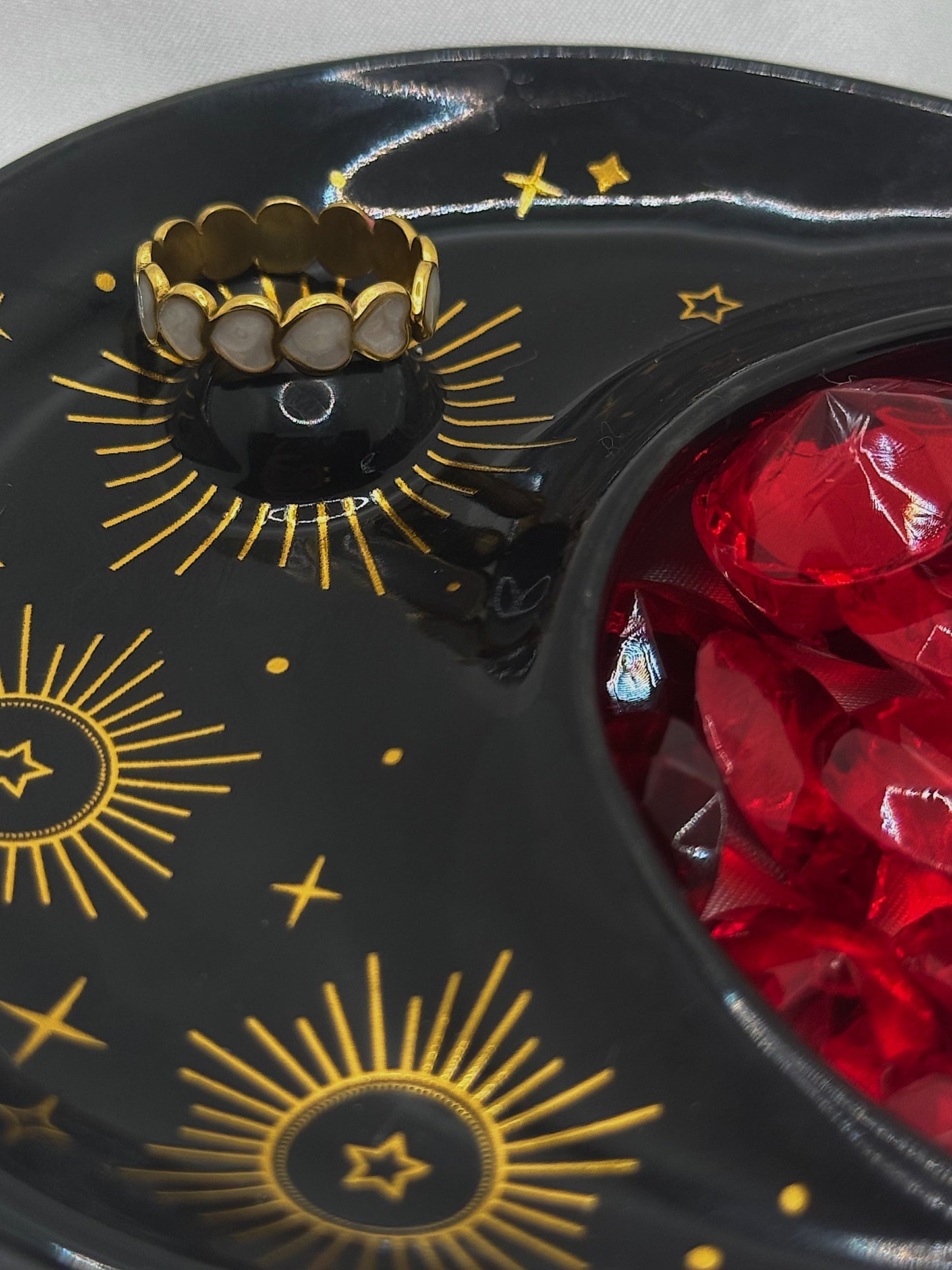 White Enamel Heart Open Ring