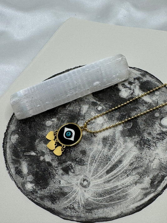 Evil Eye Heart Charm Necklace
