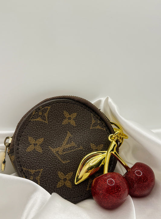 Golden Cherry Charm Keychain