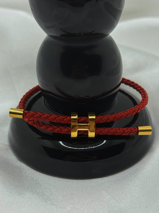 Red Cord & Gold Stainless Steel Bangle