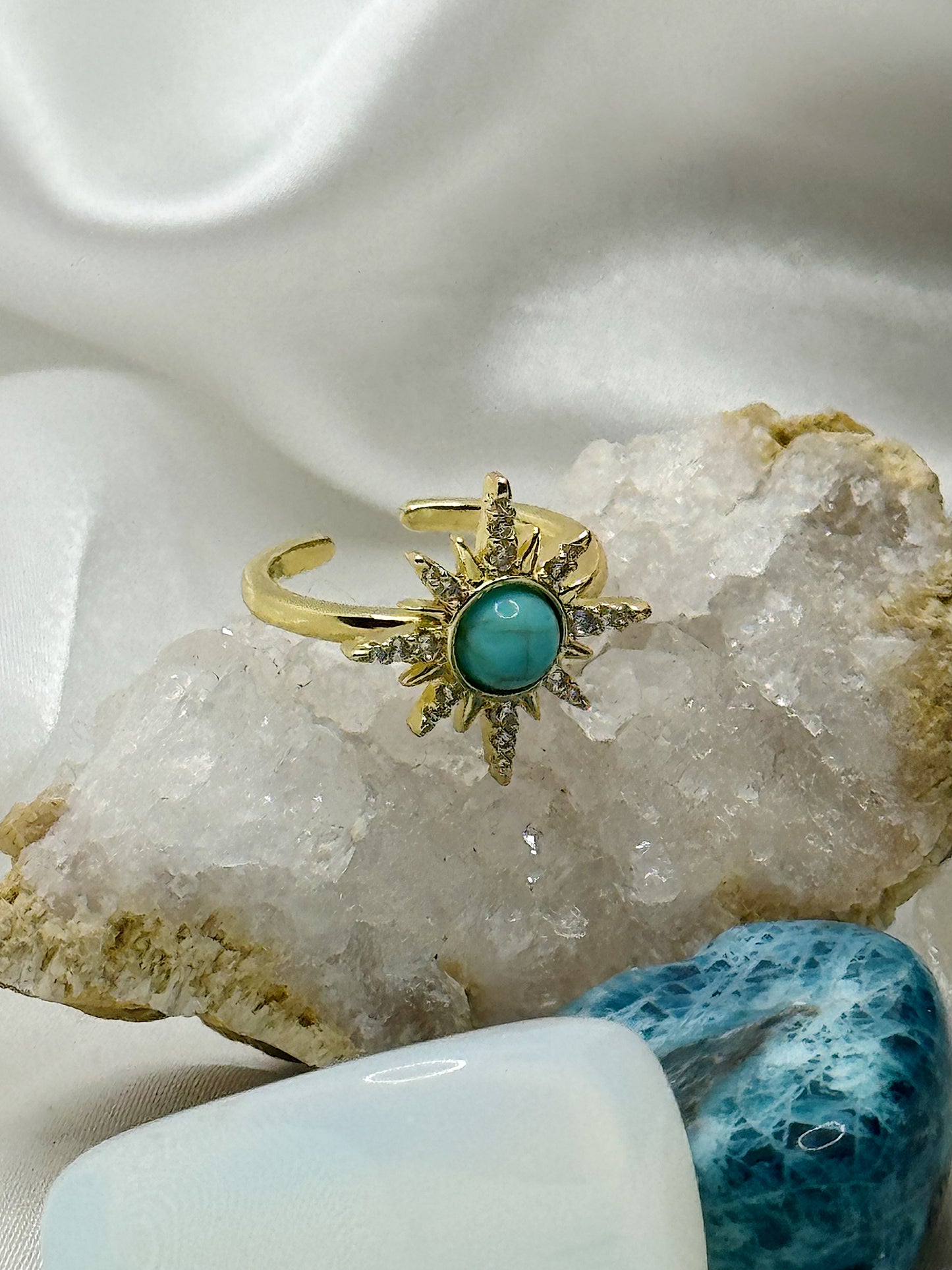 Golden Sunburst Turquoise Ring