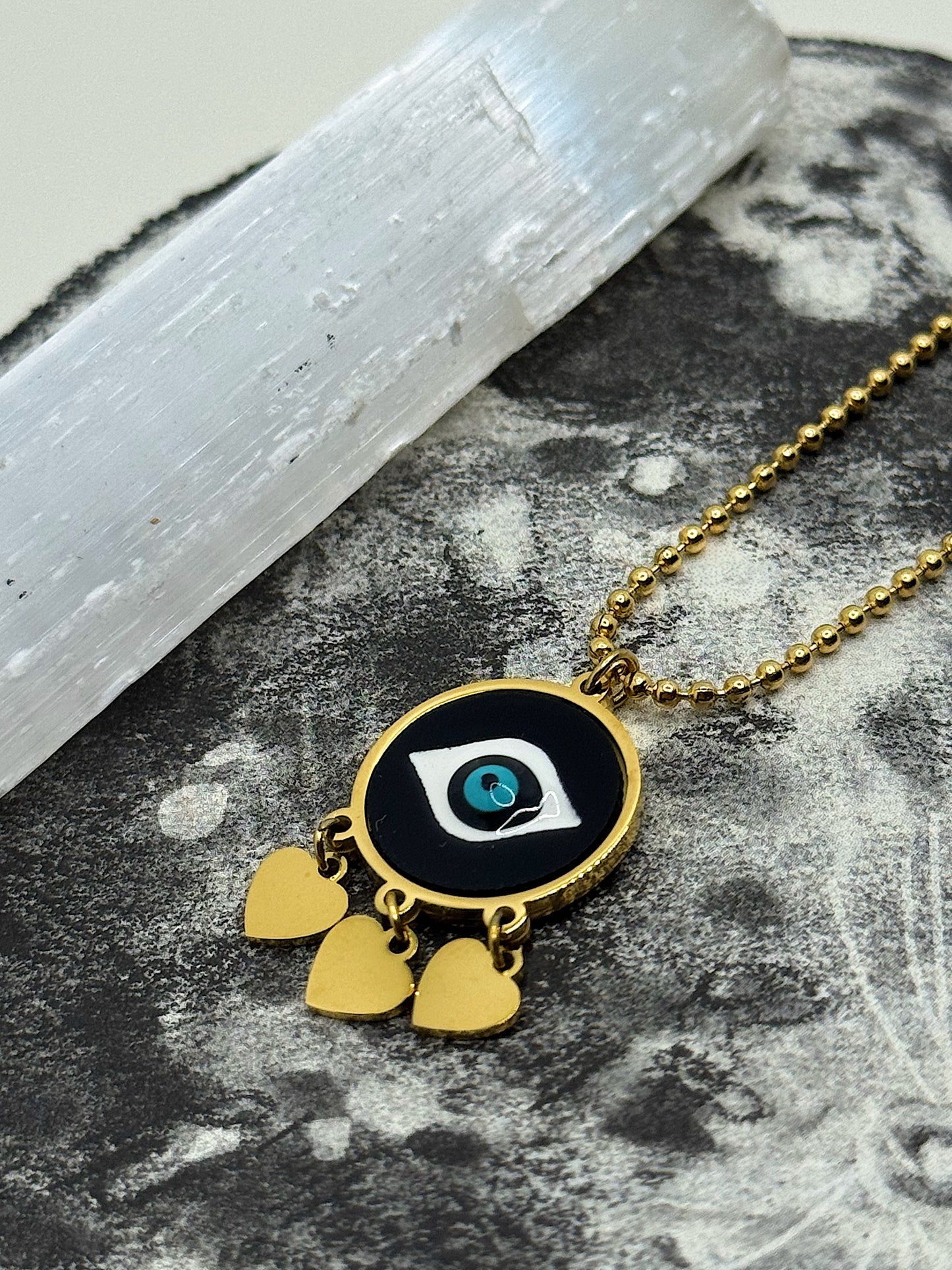 Evil Eye Heart Charm Necklace