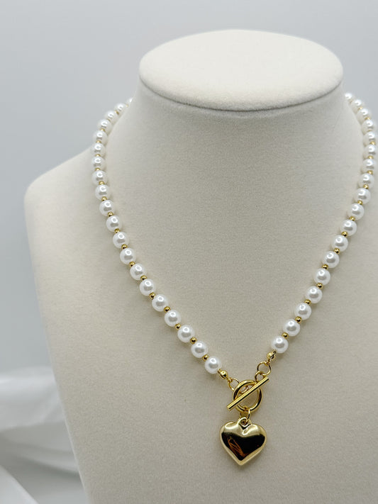 Golden Heart Pearl Bracelet