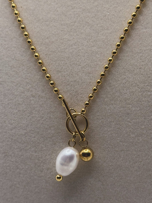 Pearl & Gold Charm Necklace