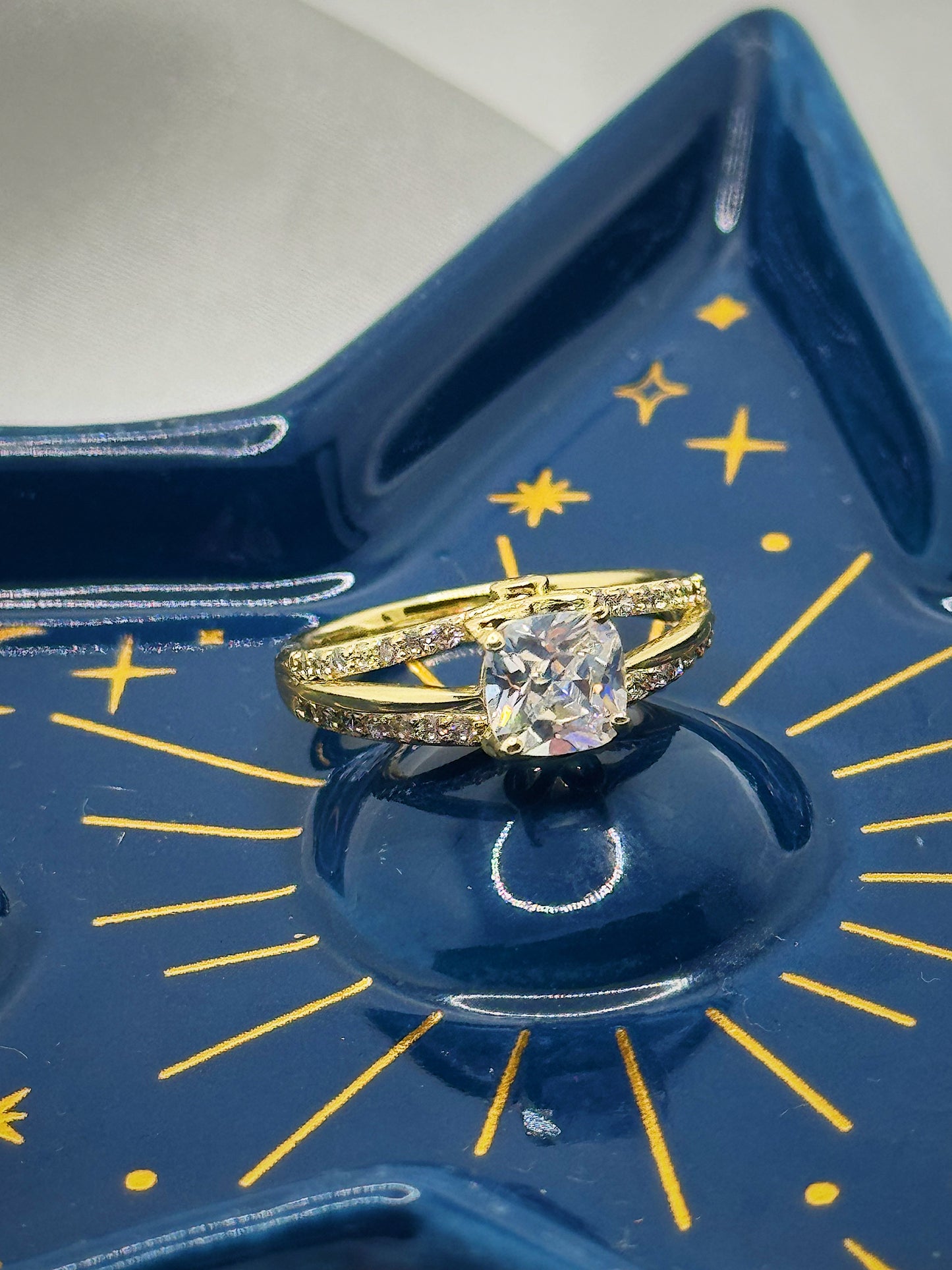 14K Gold Plated Cushion-Cut Ring – Size 6