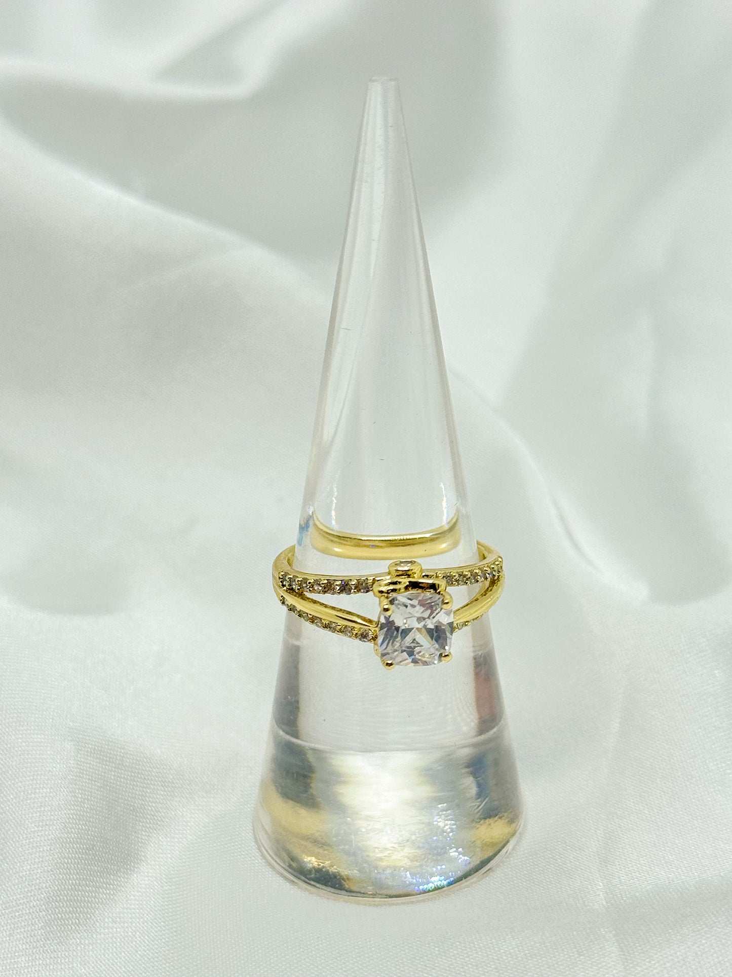 14K Gold Plated Cushion-Cut Ring – Size 6