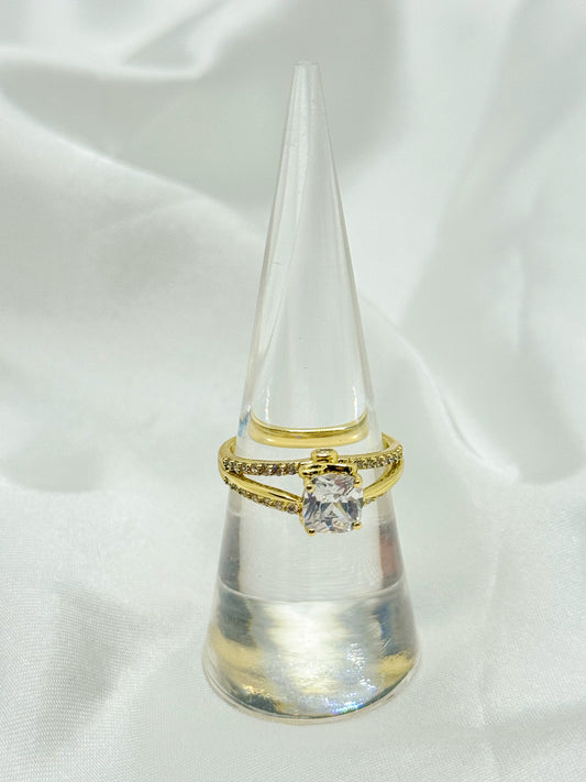 14K Gold Plated Cushion-Cut Ring – Size 6