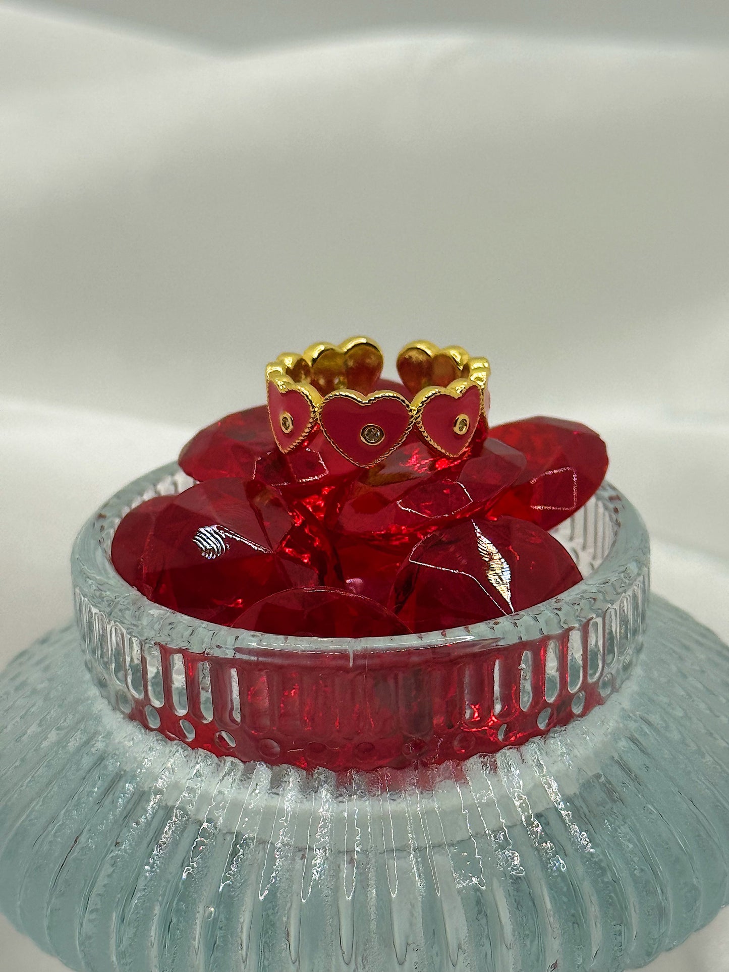 Sweetheart Pink Enamel Ring with Zircon Accents